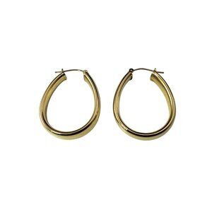 14 Karat Yellow Gold Oval Hoop Earrings #19758